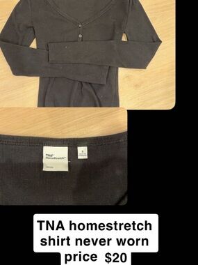 TNA Black Ribbed Henley Long Sleeve Top